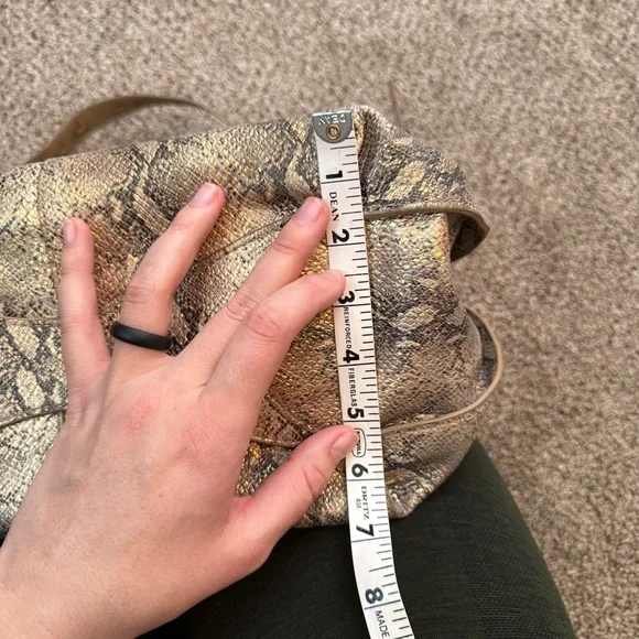 Hobo Lennox Shoulder Bag Snakeskin Print Leather Fringe Metallic Zipper - Picture 14 of 15